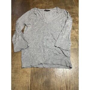 Tex Maxazria Top Womens Large L Blouse Gray Long Sleeve